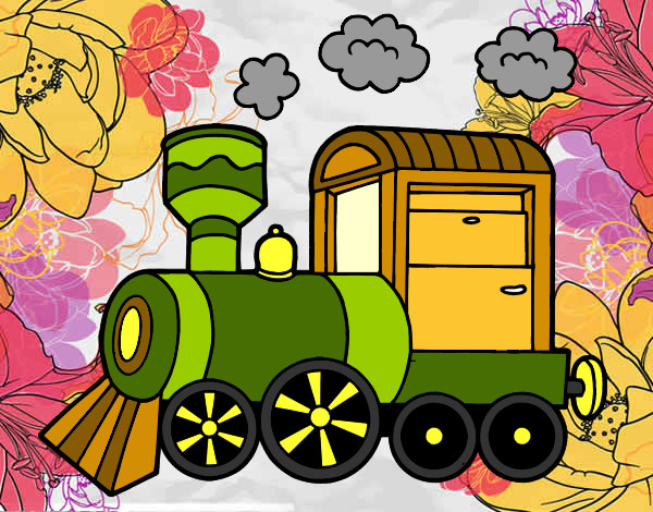 Desenho Locomotiva a vapor pintado por cambraia