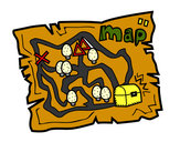Desenho Mapa do tesouro pintado por cambraia