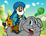 Desenho Rei Baltasar a elefante pintado por cambraia