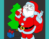 Desenho Santa Claus e uma árvore de natal pintado por joice