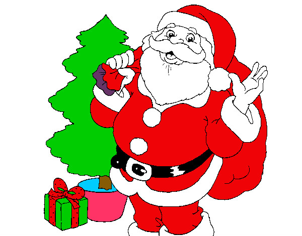 Desenho Santa Claus e uma árvore de natal pintado por taile