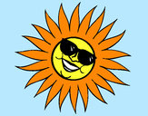 Desenho Sol com óculos de sol pintado por magyla23