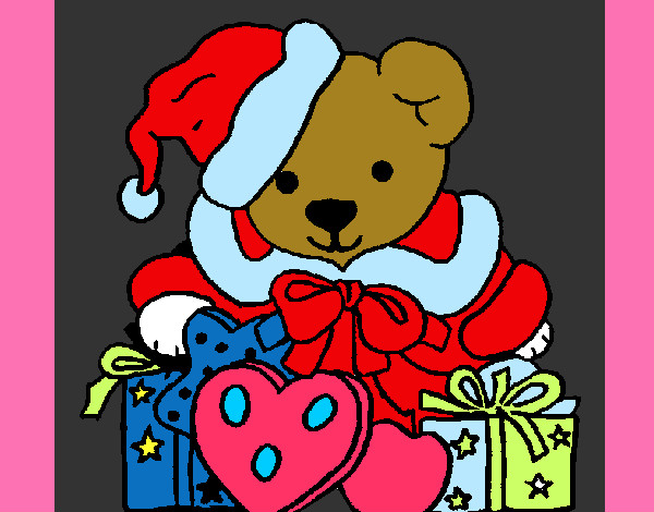 Desenho Ursinho com gorro natalício pintado por joicinha