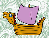 Desenho Drakken, barco viking pintado por vito
