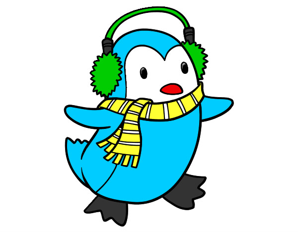 Desenho Pinguim com cachecol pintado por Julya