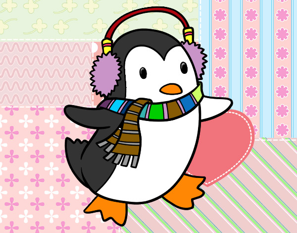 Desenho Pinguim com cachecol pintado por vividora
