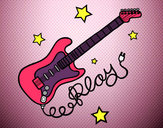 Desenho Guitarra e estrelas pintado por Kesley