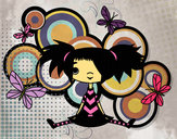 Desenho Menina com borboletas pintado por vividora