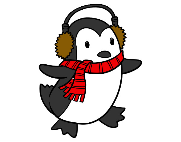 Desenho Pinguim com cachecol pintado por dudda