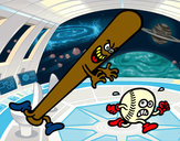 Desenho Taco de beisebol, perseguindo uma bola pintado por ImShampoo