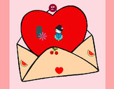 Desenho Coração num envelope pintado por Tarsi