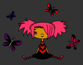 Desenho Menina com borboletas pintado por karlla