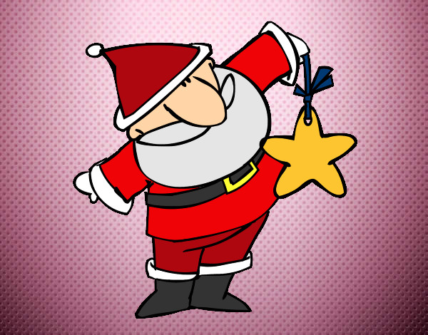 Desenho Papai Noel com estrela pintado por ImShampoo