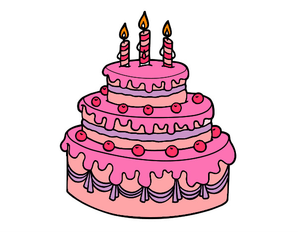 Desenho Torta de Aniversário pintado por Pequenina