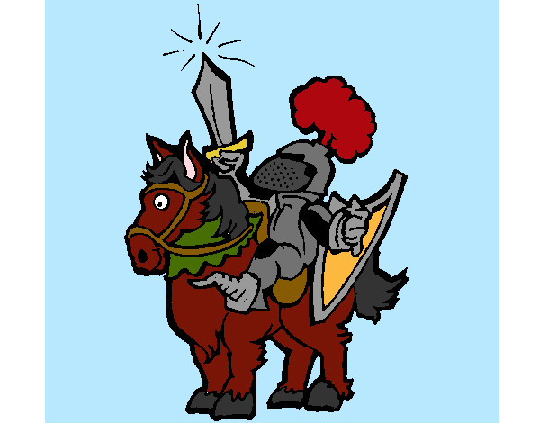 Desenho Cavaleiro a alçar a espada pintado por ImShampoo