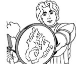 Desenho Cavaleiro com escudo de leão pintado por Leal