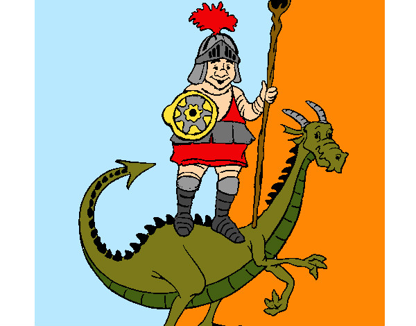 Desenho Cavaleiro São Jorge e o dragão pintado por ImShampoo