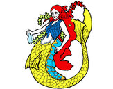 Desenho Sereia com cabelo comprido pintado por rosineide