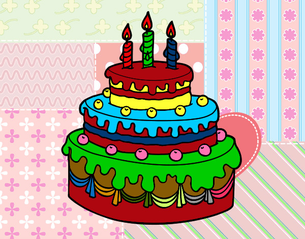 Desenho Torta de Aniversário pintado por saturno