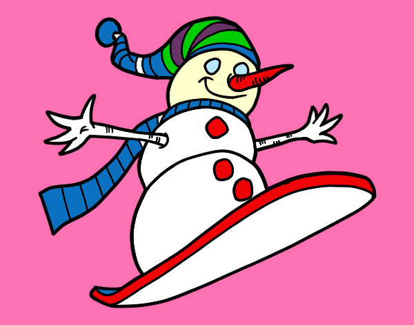 Desenho Boneco de neve descida em prancha de neve pintado por Nanda1