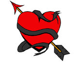 Desenho Coração com seta pintado por Kauanyfabi