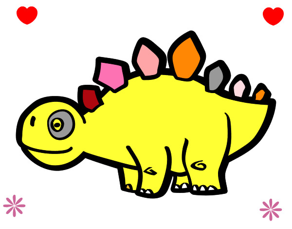 Desenho Estegossauro jovem pintado por veronikka
