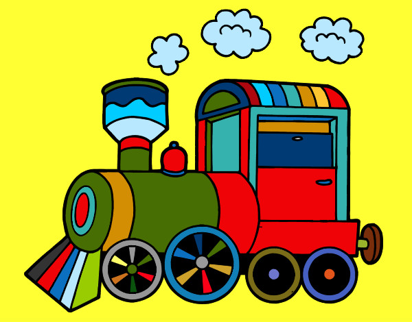 Desenho Locomotiva a vapor pintado por fernada