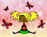 Desenho Menina com borboletas pintado por kaylane09