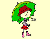 Desenho Menina com guarda-chuva pintado por valdi