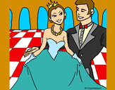 Desenho Princesa e príncipe no baile pintado por elieuda