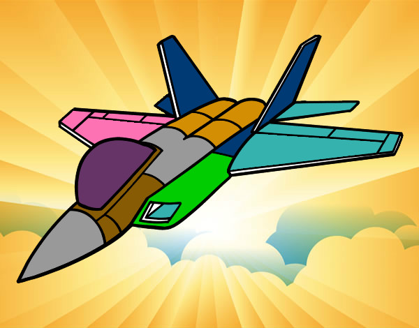 Desenho Avião caça pintado por dadinho
