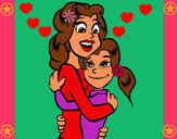 Desenho Mãe e filha abraçaram pintado por joyce-iris