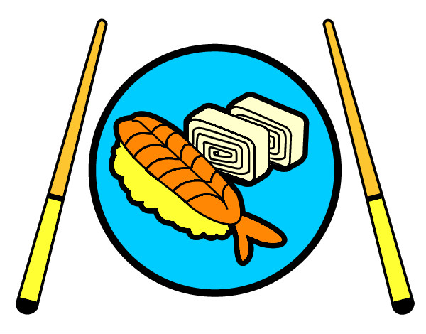 Desenho Placa de Sushi pintado por 3070