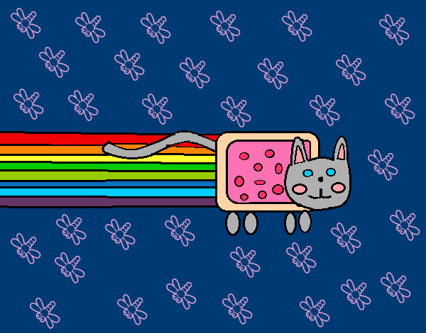 Desenho Gato Arco-íris pintado por Dinha