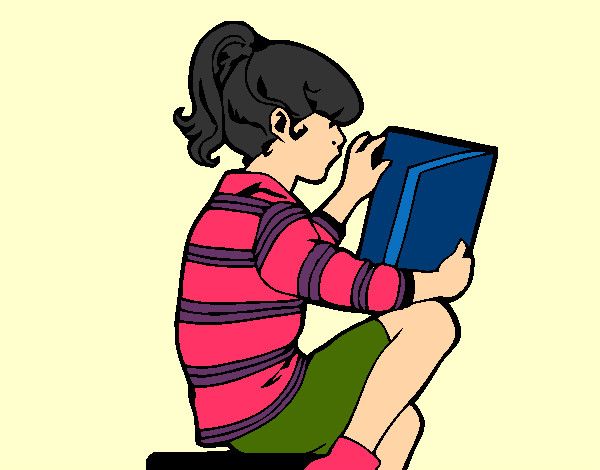 Desenho Menina a ler pintado por Lupper