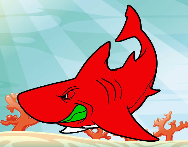 Desenho Tubarão furioso pintado por kenui