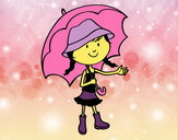 Desenho Menina com guarda-chuva pintado por vividora