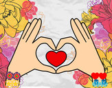 Desenho Coração com as mãos pintado por JoaoB