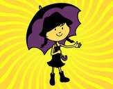 Desenho Menina com guarda-chuva pintado por vividora