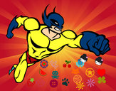 Desenho Super-herói sem uma capa pintado por nathan