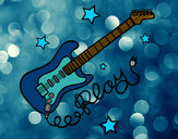 Desenho Guitarra e estrelas pintado por veluda