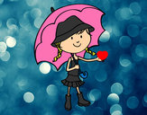 Desenho Menina com guarda-chuva pintado por Aninhac2
