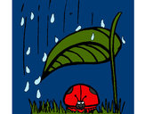 Desenho Joaninha protegida da chuva pintado por Laura10