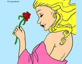 Desenho Princesa com uma rosa pintado por reratinha