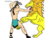 Desenho Gladiador contra leão pintado por Ana10