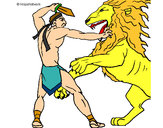 Desenho Gladiador contra leão pintado por Grazielede