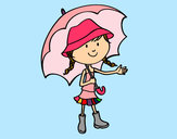 Desenho Menina com guarda-chuva pintado por Sheinick