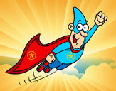 Desenho Super-herói voando pintado por Joaospider