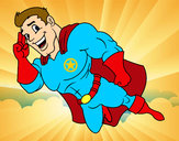 Desenho Superherói voando pintado por carlinhos5