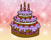Desenho Torta de Aniversário pintado por Loli